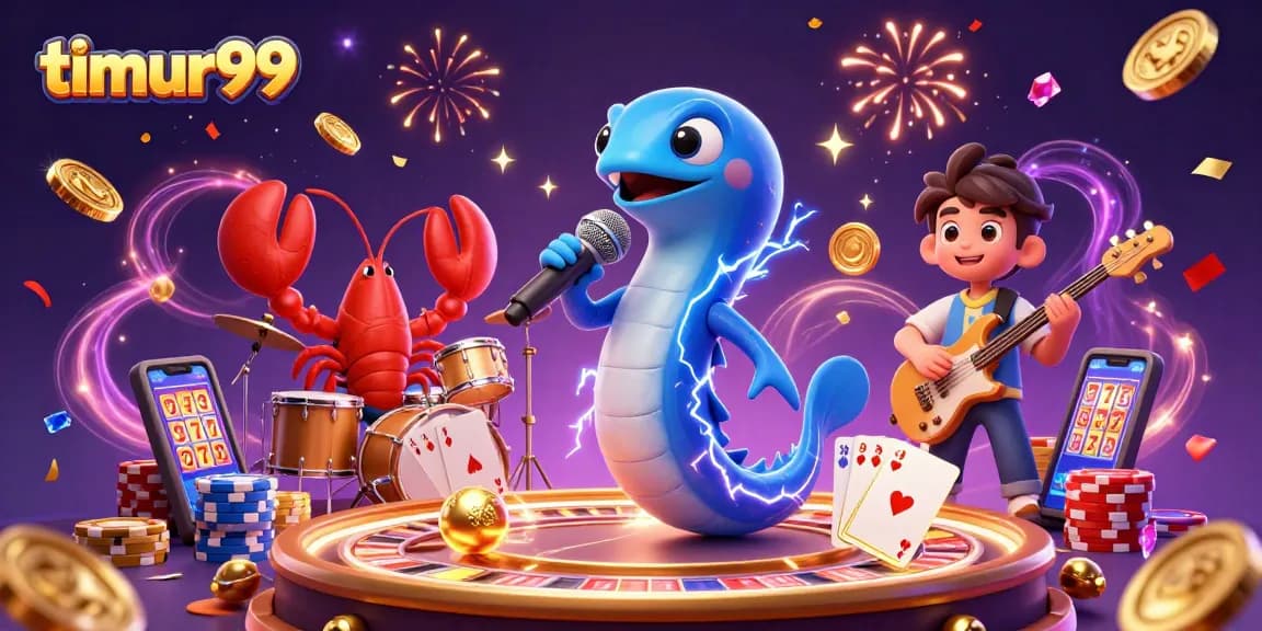 Experience the excitement of timur99 with vibrant casino elements and underwater characters.