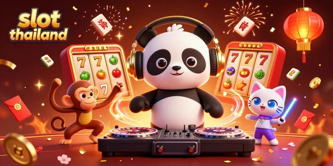 Play exciting slot games at Slot Thailand with vibrant characters and festive atmosphere.