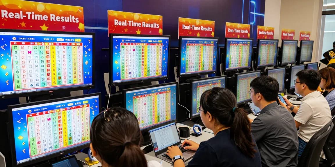 Players engaging with JNETOTO live draw, showcasing excitement for Macau 4D results in a vibrant tech setting.