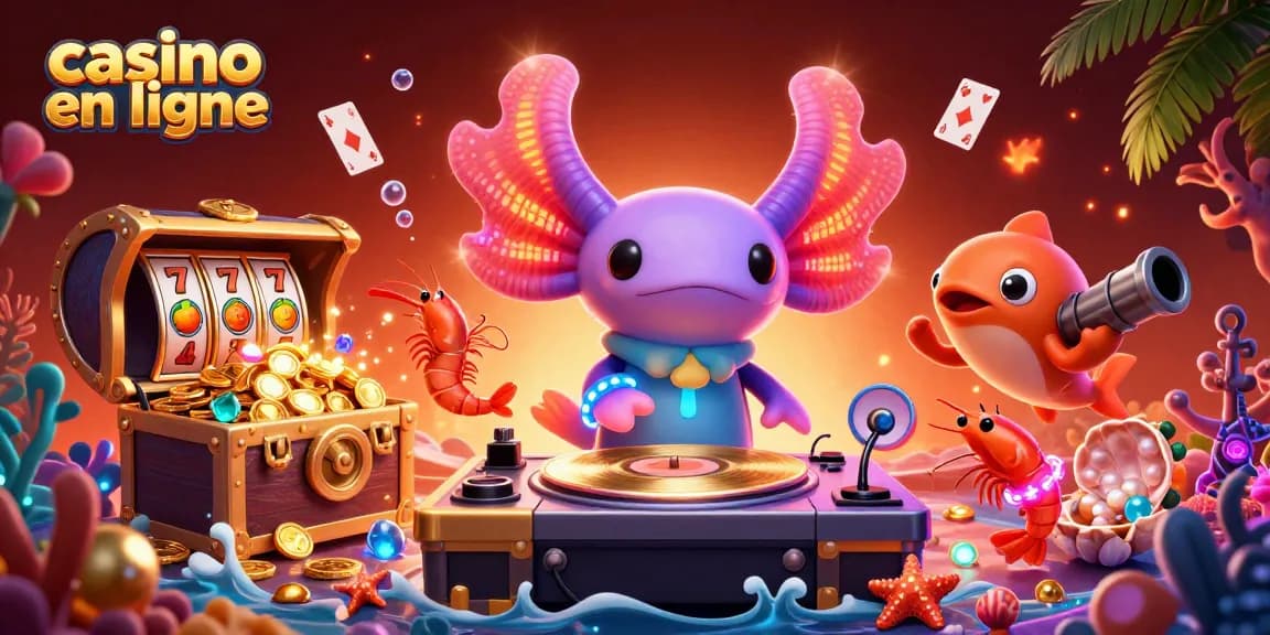 Découvrez le monde vibrant du casino en ligne avec des personnages animés et des éléments de jeu captivants.