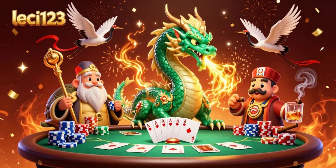 Experience thrilling poker action with leci123 featuring a jade dragon, wise turtle sage, and lucky cranes.