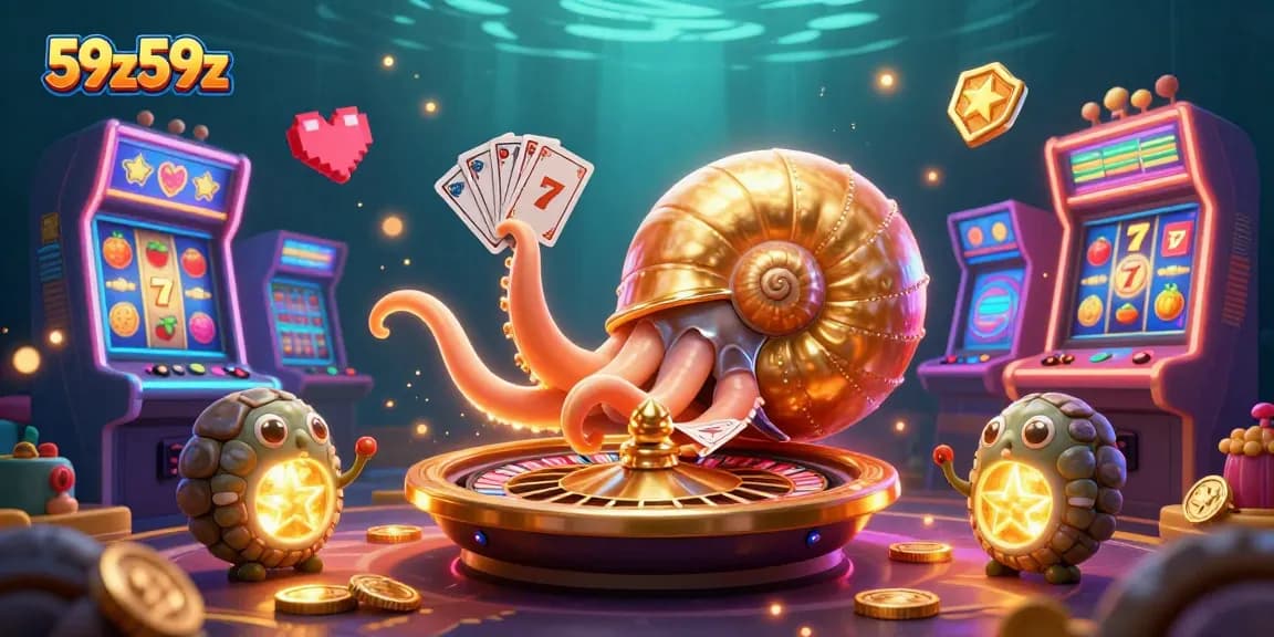 Engage with the thrilling world of 59z59z featuring a nautilus roulette wheel and vibrant slot machine action.