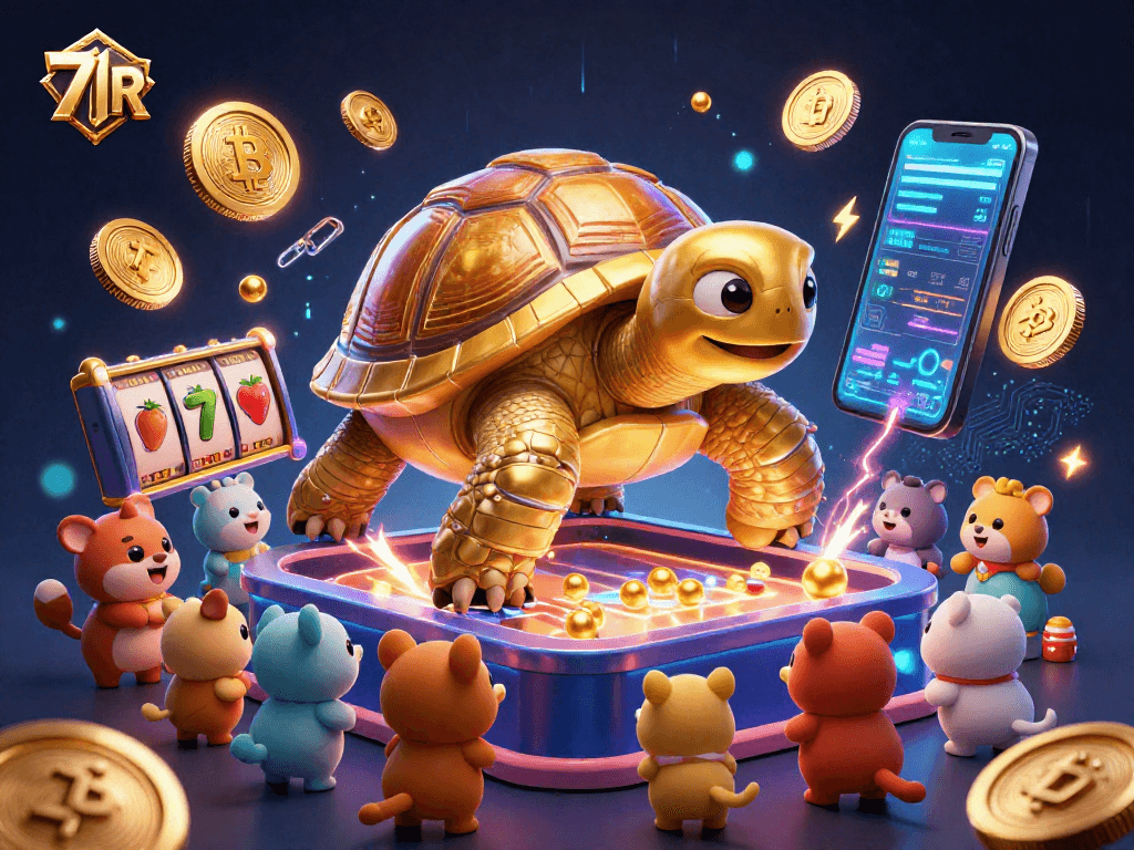 Jogue com 71R ao girar os slots em meio a criaturas alegres e moedas digitais brilhantes.