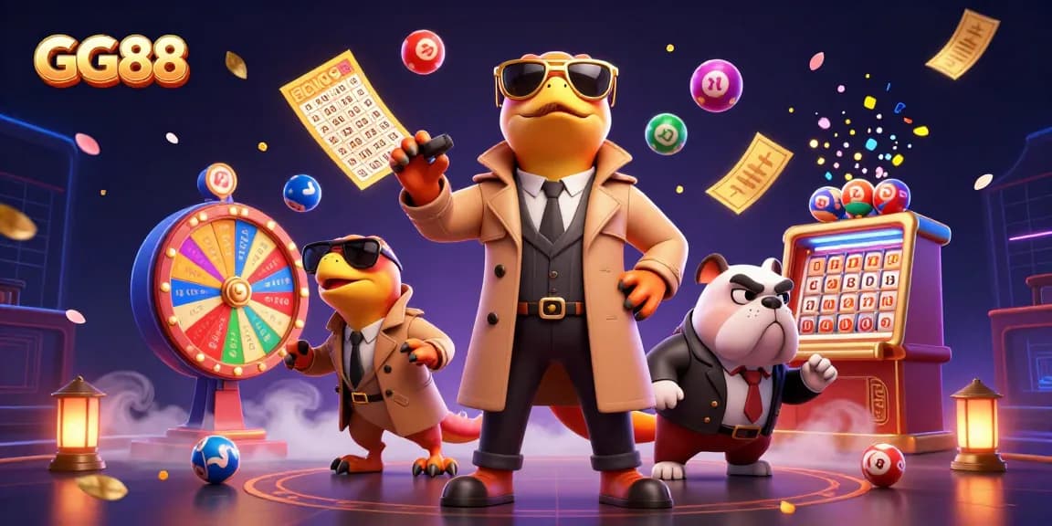 Engage with GG88's vibrant casino scene featuring raptors in disguise attempting entry.