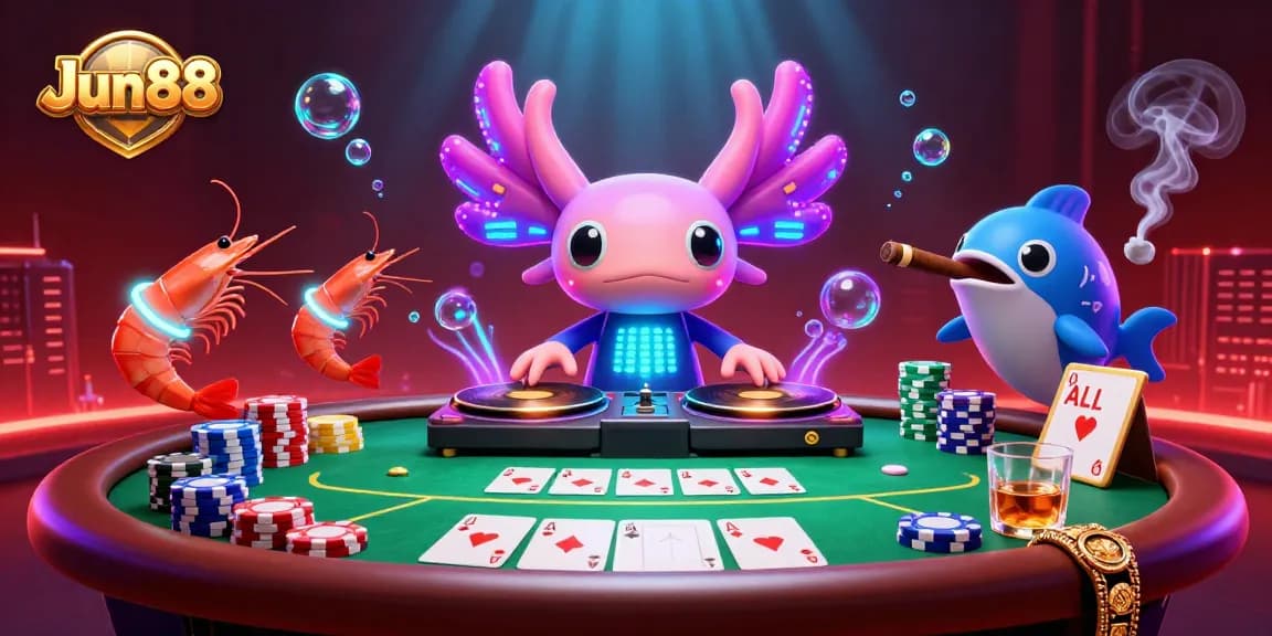 Experience dynamic play at Jun88 with an energetic DJ scene showcasing poker excitement and underwater vibes.