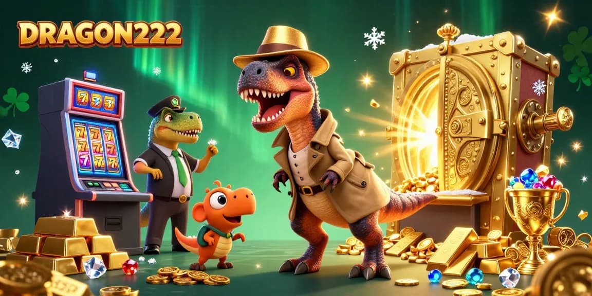 Engage with an exciting DRAGON222 virtual slots scene featuring animated characters and vibrant treasures.