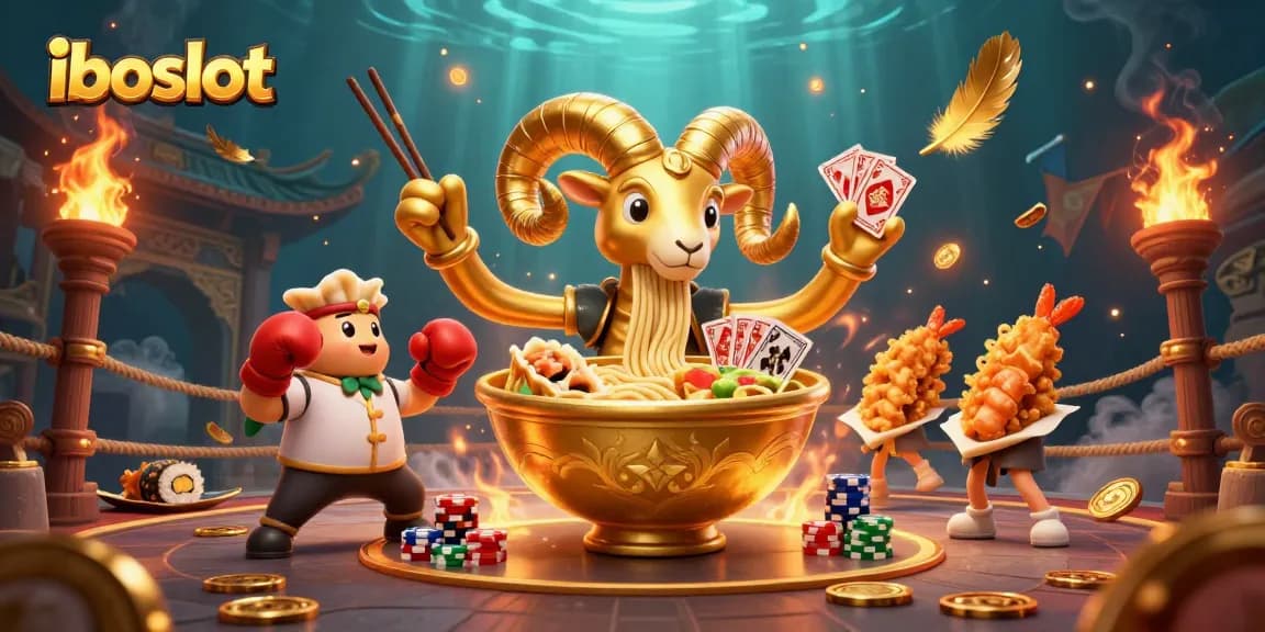 Experience the thrill of iboslot with a vibrant 3D illustration showcasing exciting gaming elements.