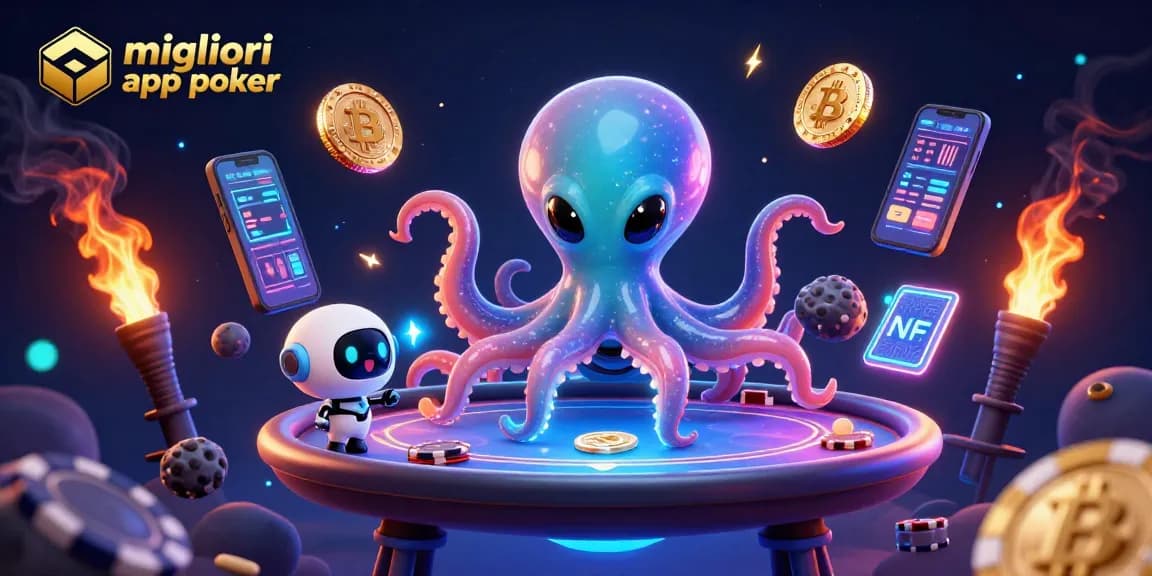 Le migliori app poker offrono esperienze uniche, come dimostrato da un polpo alieno su tavoli poker futuristici.