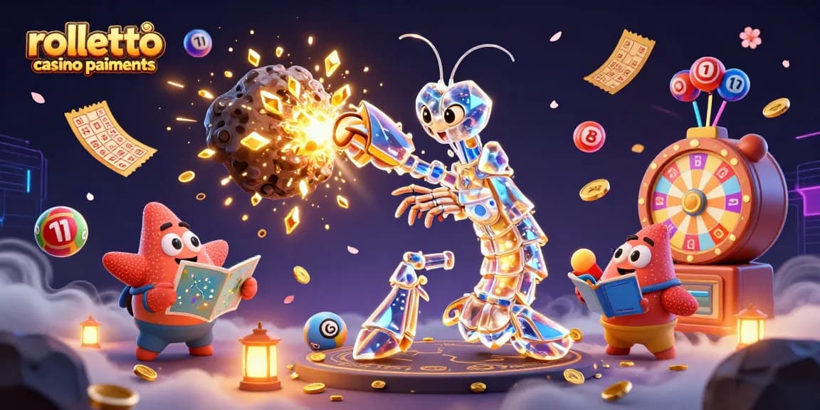Expérimentez les paiements sur le casino Rolletto avec des personnages et éléments de jeu captivants.