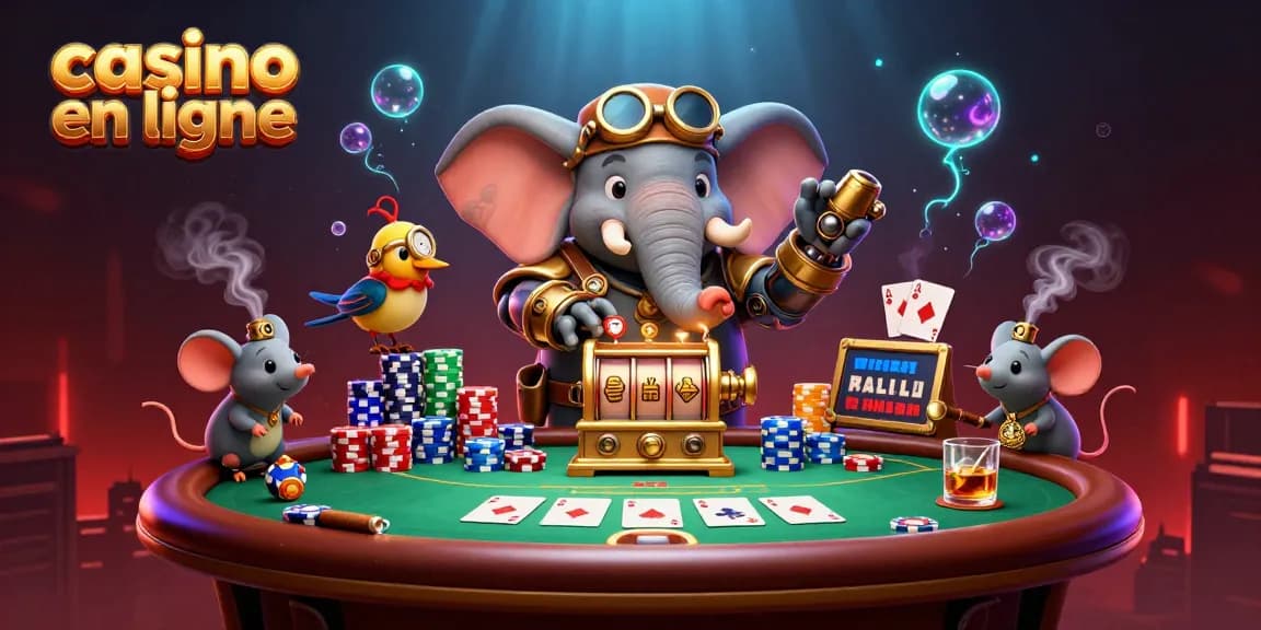 Jouez à des jeux captivants de casino en ligne dans une illustration dynamique et riche de détails.