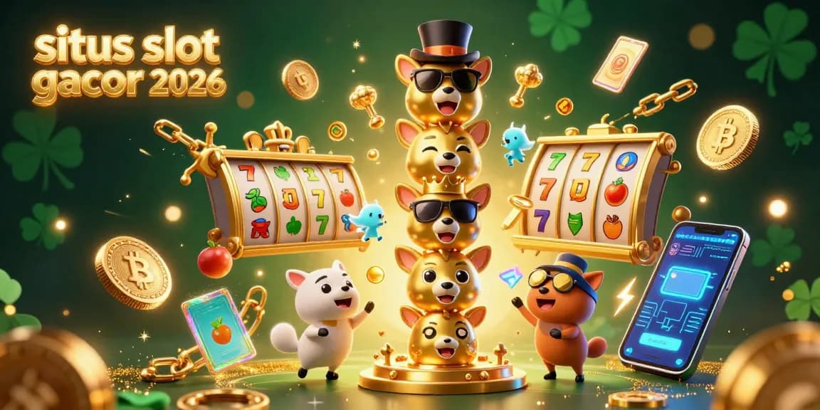 Situs slot gacor 2026 menghadirkan ilustrasi menakjubkan dengan totem emas dan elemen kasino yang menarik.
