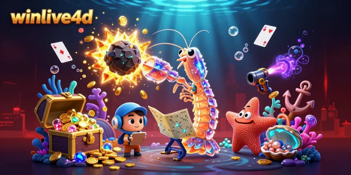 Winlive4d unleashes exciting adventures in a vibrant underwater casino scene filled with treasures and gaming elements.