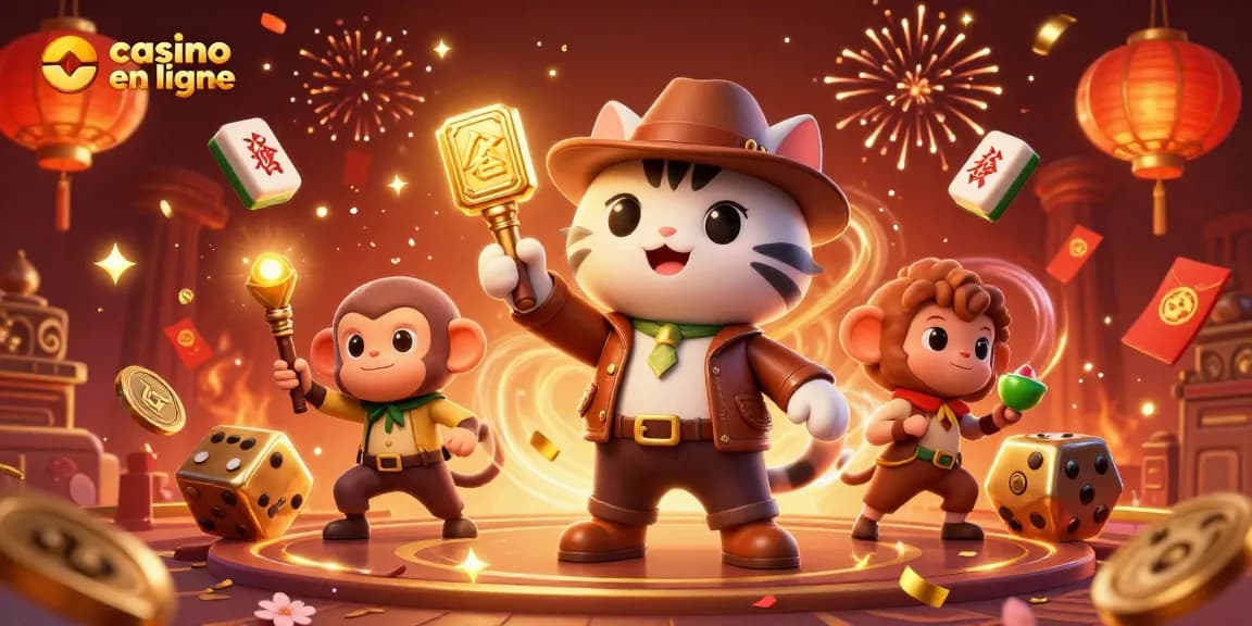 Visitez casino en ligne pour gagner avec une aventure immersive et festive illustrée.