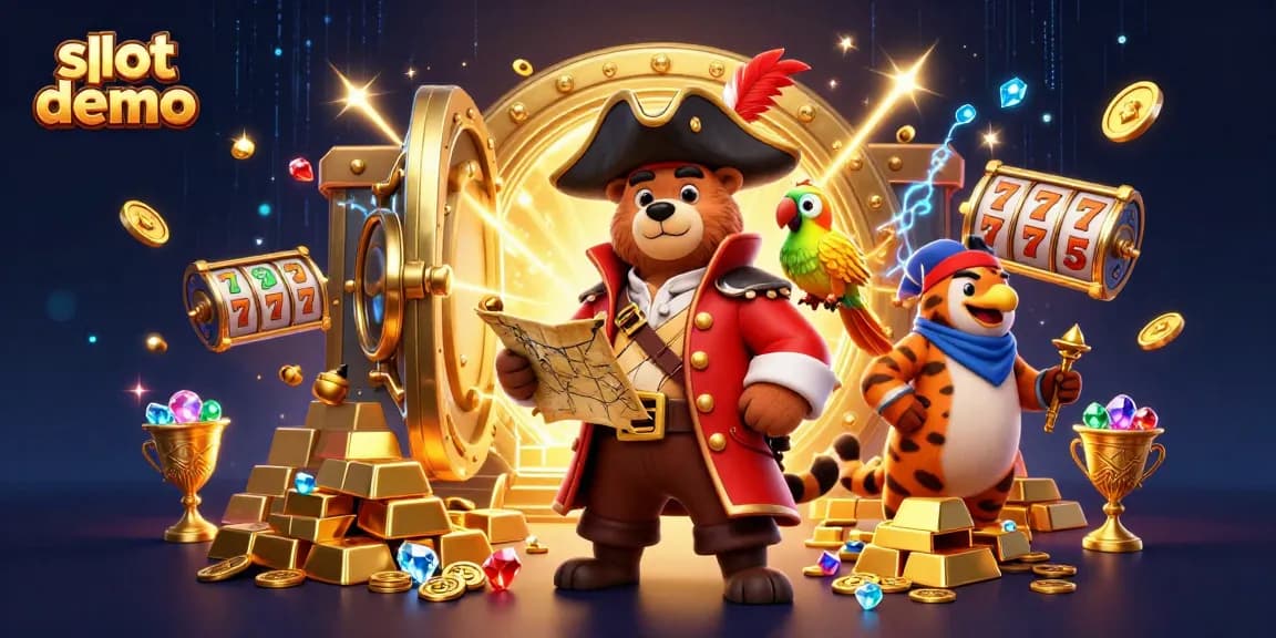 Engage in the thrilling slot demo with colorful pirates and treasure elements in dynamic action