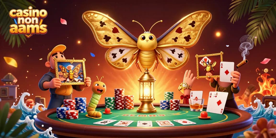 Giocando ai casinò non AAMS con la farfalla atlas e carte da poker, mostra esperienze di gioco uniche.