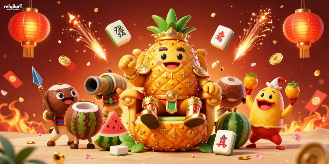 Scopri i migliori casino online mentre giochi con il re ananas circondato da guardie e buffoni