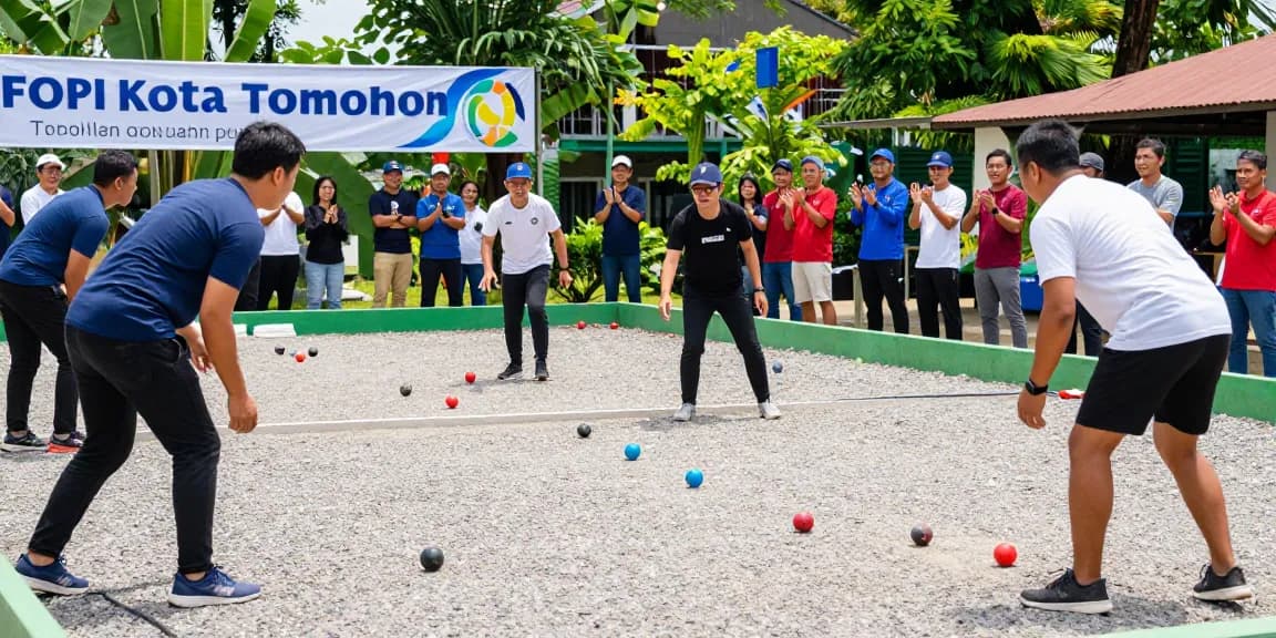 FOPI Kota Tomohon dalam aksi permainan petanque, menunjukkan semangat komunitas.