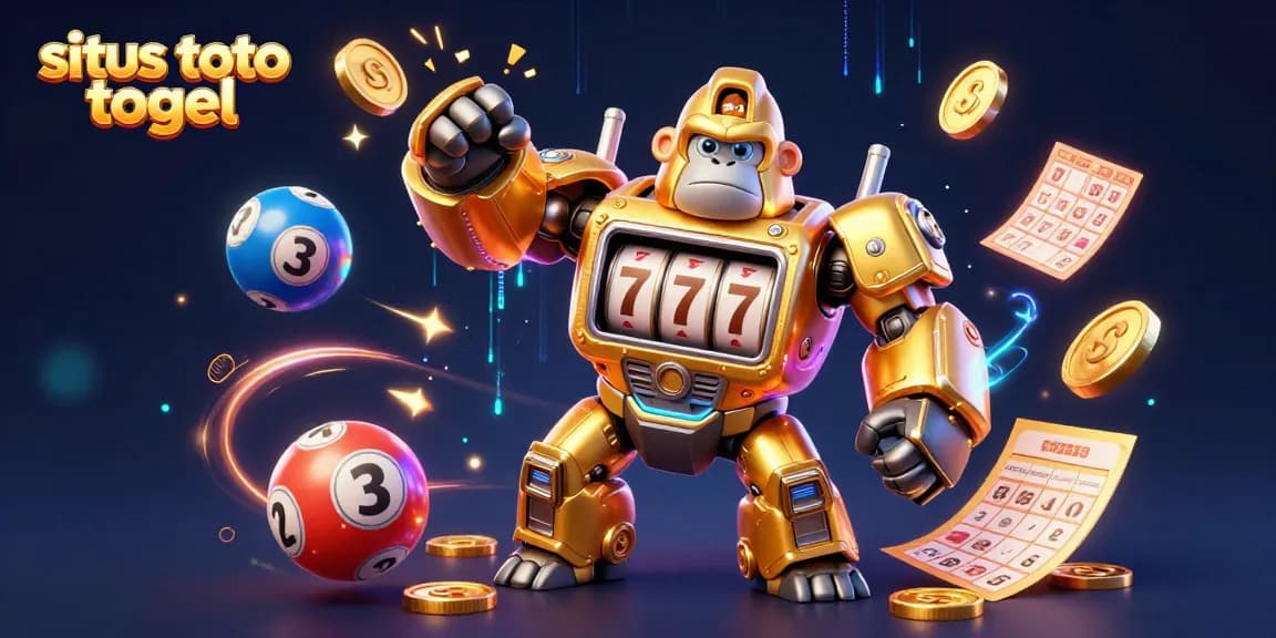 Situs toto togel menghadirkan pengalaman penuh warna dengan karakter 3D ikan nomor lotere melayang dan simbol keberuntungan.