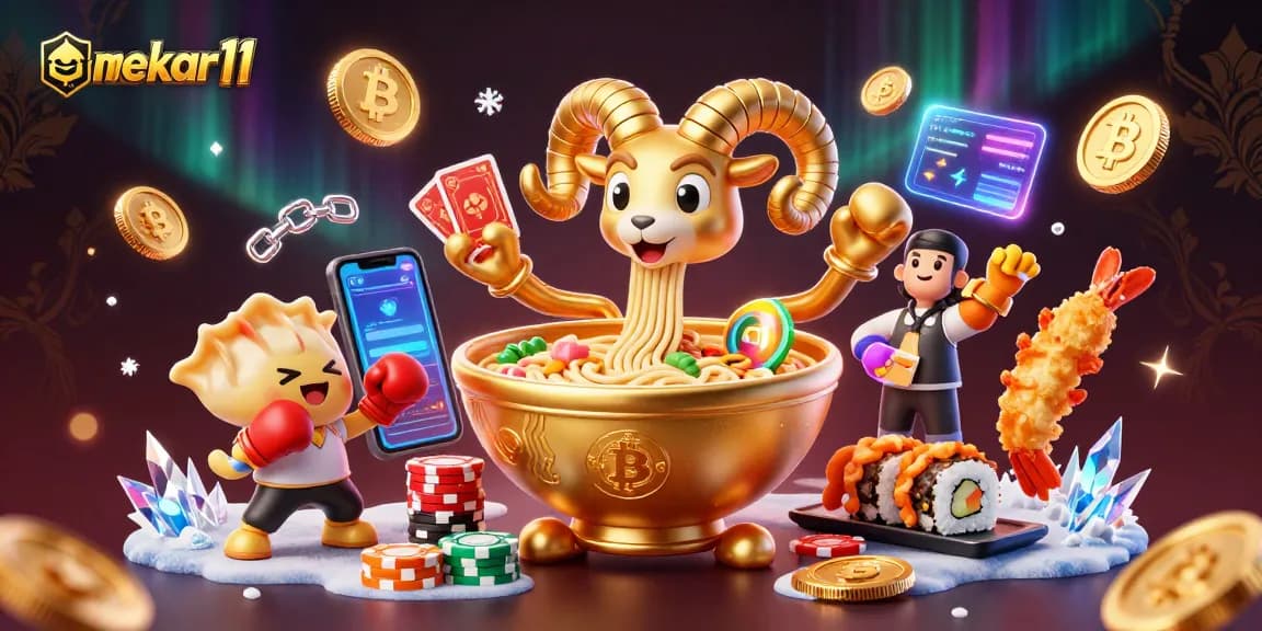 Mekar11 showcases vibrant 3D characters mixing beauty and casino elements for an engaging experience.