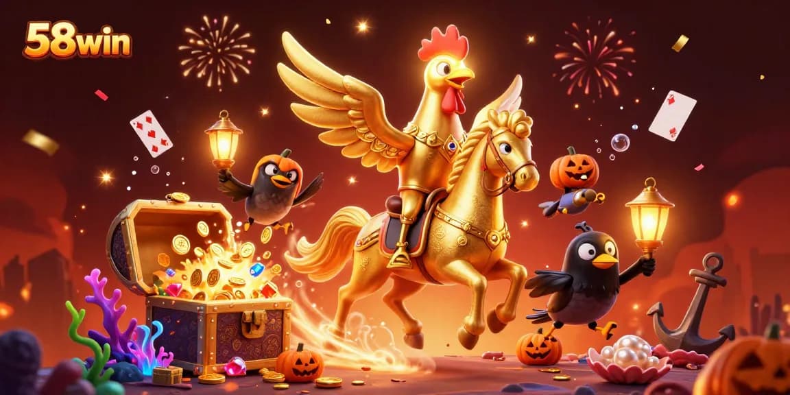 Experience thrilling gameplay at 58win with a vivid casino scene featuring exciting characters and vibrant decorations.