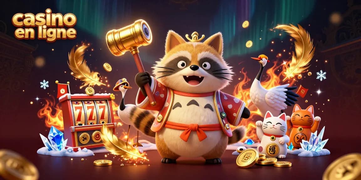 Profitez d'un casino en ligne captivant avec un tanuki chanceux et des chats porte-bonheur.