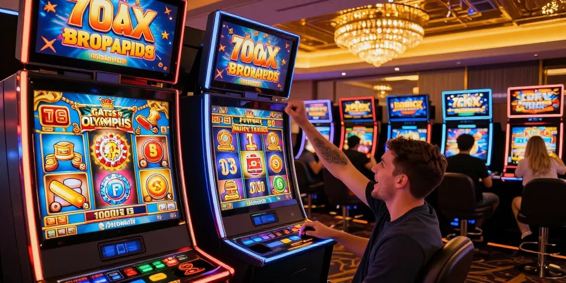 Players enjoying bonus buy slots in a vibrant online casino atmosphere.