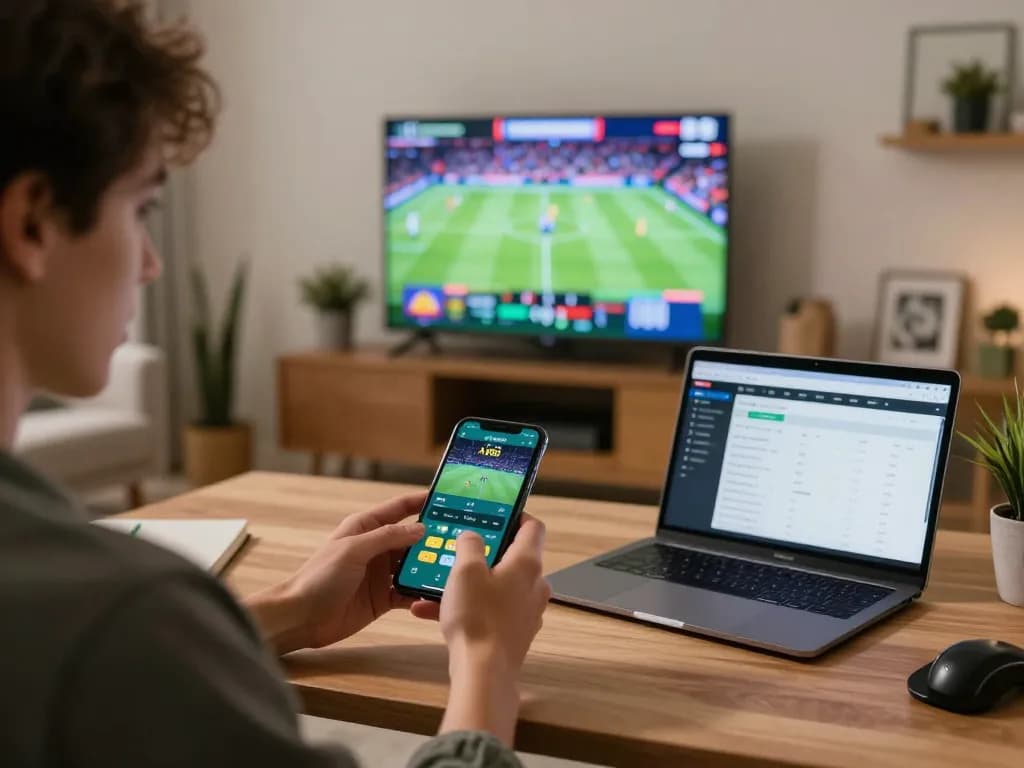 Engaging with the AX88 betting app for live sports betting from a cozy home setup.