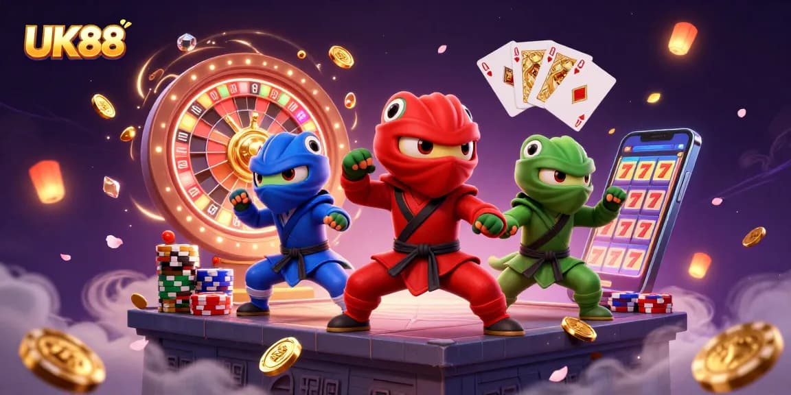 Engage with UK88 as colorful chameleons invite players to win big in a vibrant casino atmosphere.