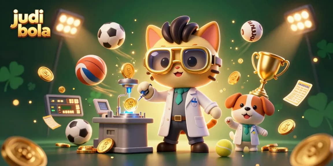 Experience thrilling judi bola action with a dynamic sports betting scene featuring animated characters and vibrant sports elements.