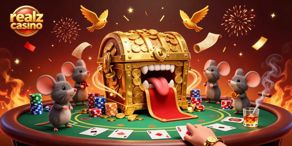 Engage in thrilling gameplay at realz casino with a vibrant poker scene and animated characters.