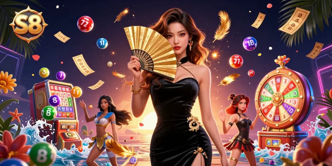 S8 offers engaging lottery action with colorful bouncing lottery balls and dynamic gaming elements.