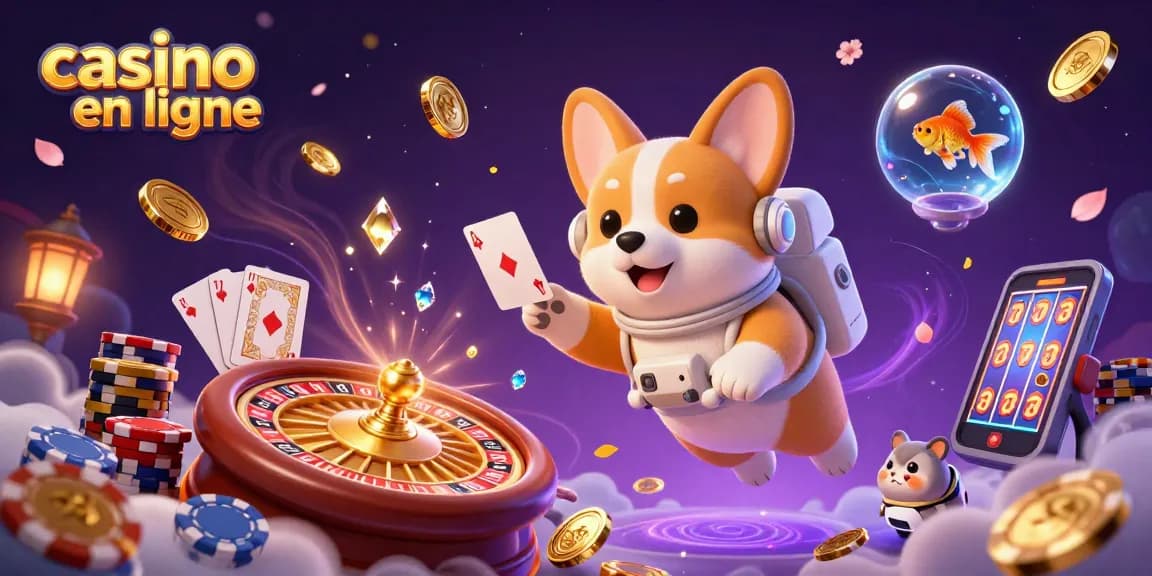 Profitez du casino en ligne en admirant un corgi astronaute et un hamster de contrôle dans un décor dynamique.