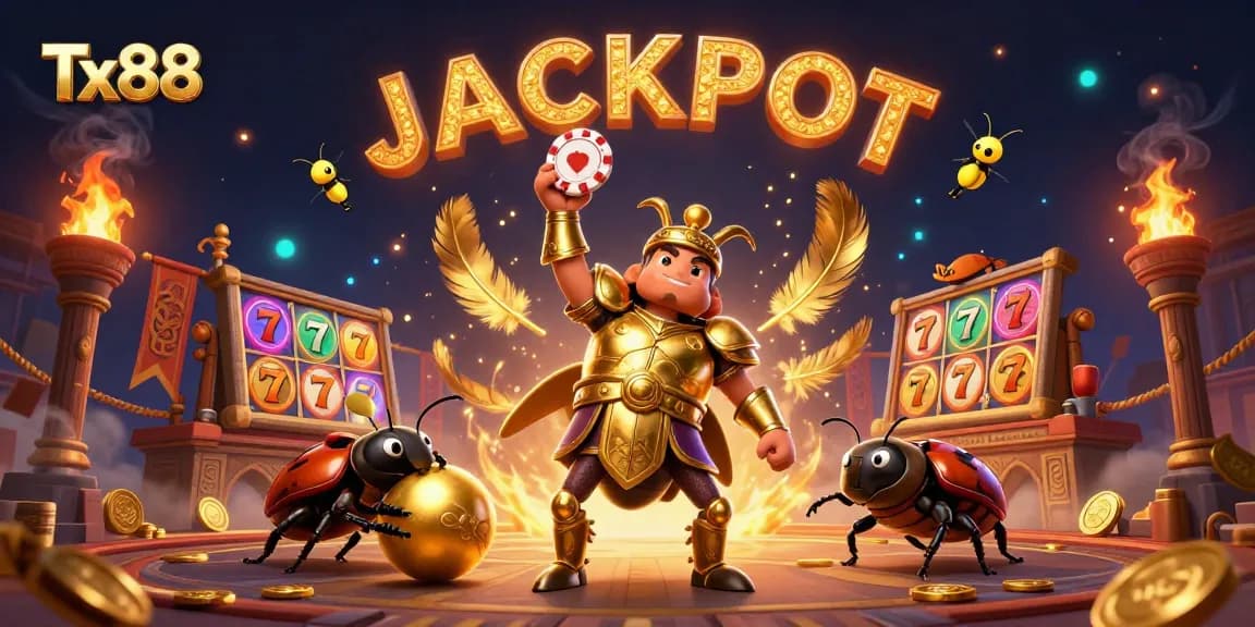 Tx88 players experience a victory in this vibrant 3D digital illustration of an exciting casino scene.