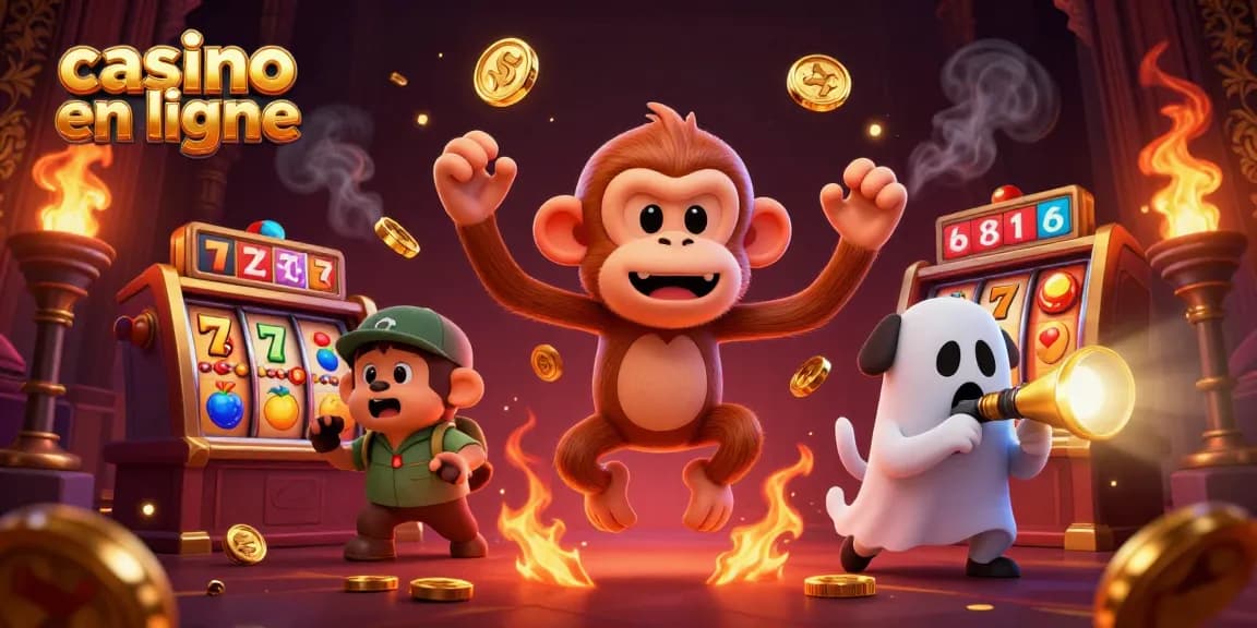 Le casino en ligne est animé par un singe poltergeist jonglant avec des pièces d'or et un chiot chasseur de fantômes.