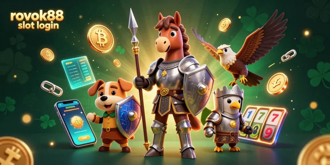 Experience the thrill of gaming with rokok88 slot login, featuring knights and coins in a colorful 3D scene.
