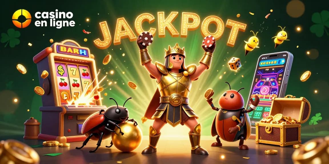 Vibrez avec le casino en ligne tout en remportant des jackpots grâce à une illustration héroïque et festive.