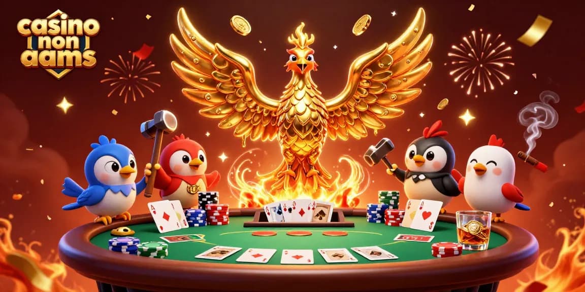 Gioca nei casinò non AAMS, con un'aquila d'oro che crea monete tra tavoli da poker e fiche colorate.