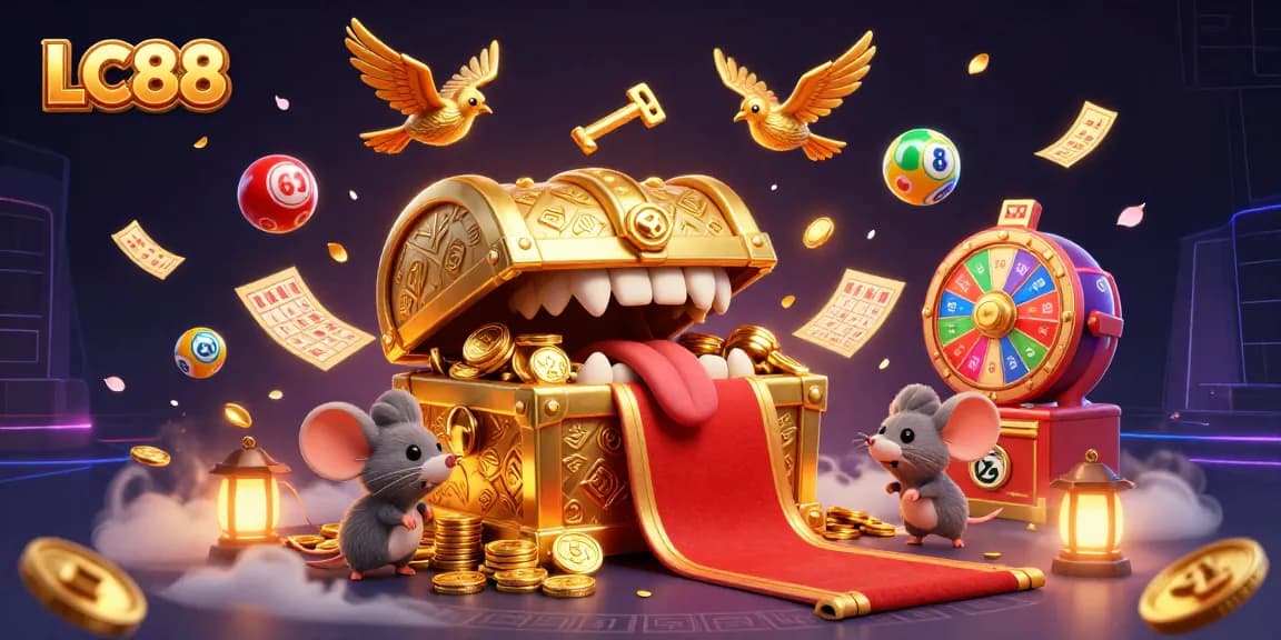 Experience thrilling gameplay at LC88 with colorful lottery elements and engaging casino treasures.