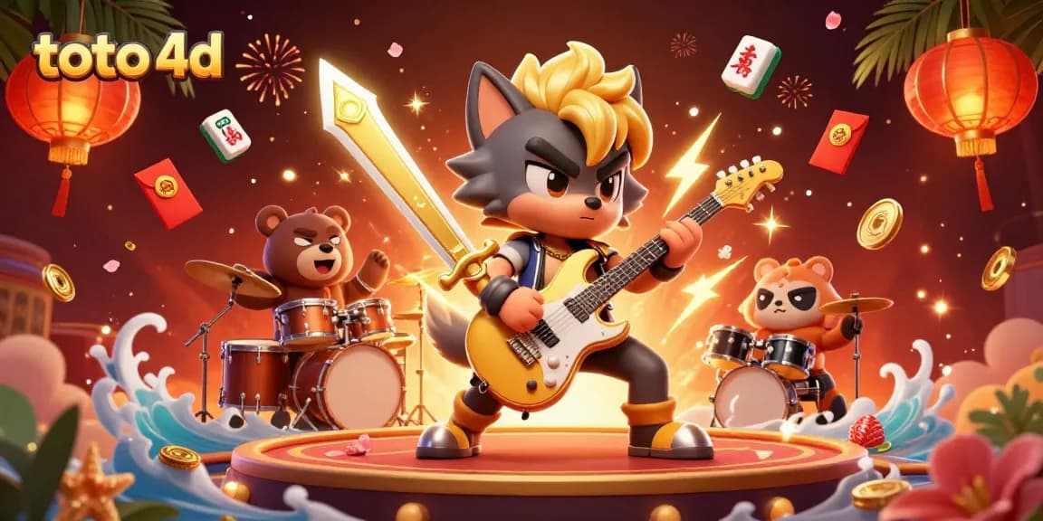 Experience toto 4d excitement with vibrant gaming elements in a dynamic casino-themed illustration
