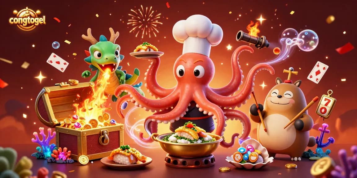 Experience the excitement of congtogel with a dynamic 3D casino illustration featuring underwater treasures.