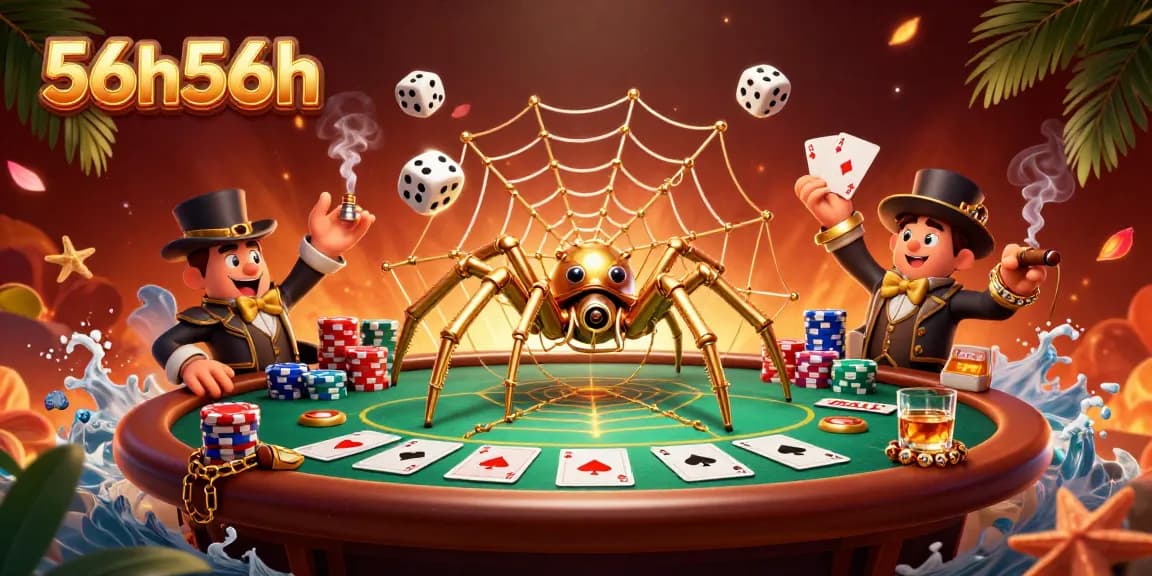 Captura de dados de jogos no 56h56h, retratando uma cena divertida envolvendo uma aranha steampunk em um cassino colorido.