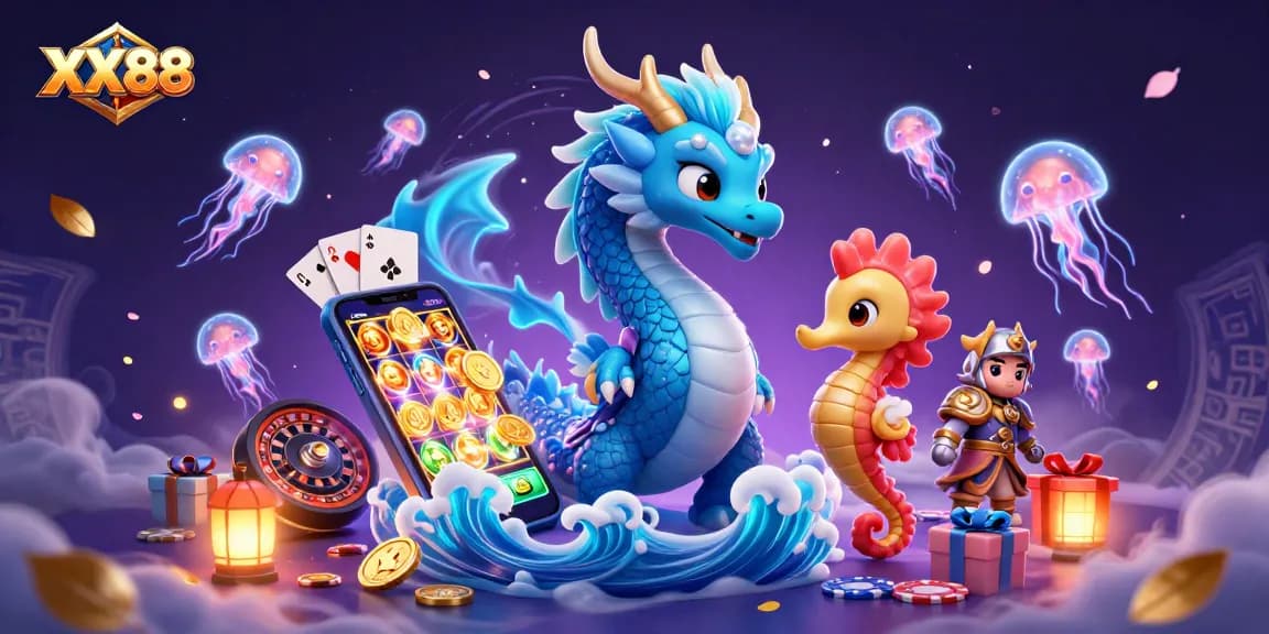 Experience thrilling gameplay at XX88 with vibrant symbols, immersive dragons, and rich casino elements.