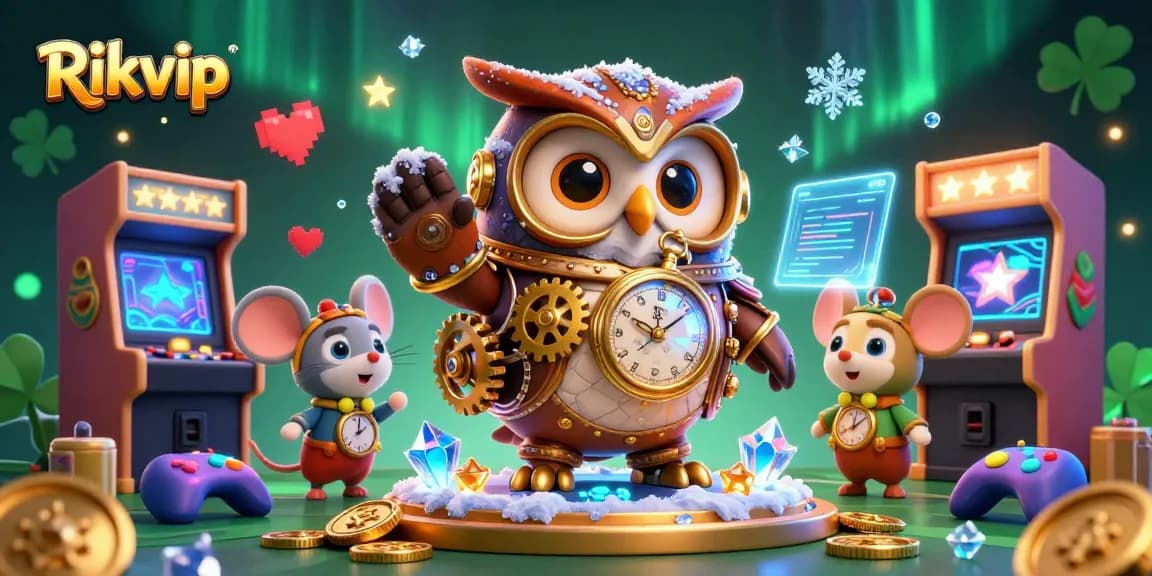 Engage with Rikvip at the animated casino featuring vibrant gaming elements and festive designs.