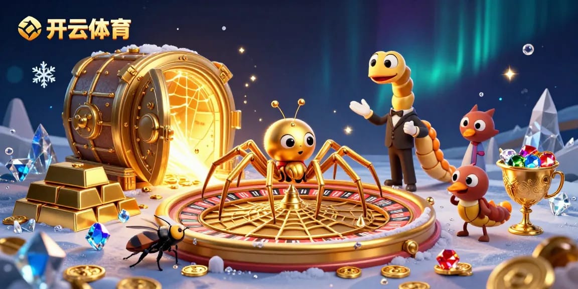 开云体育 thrilling sportsbook scene with a golden spider and centipede croupier spinning a roulette web.