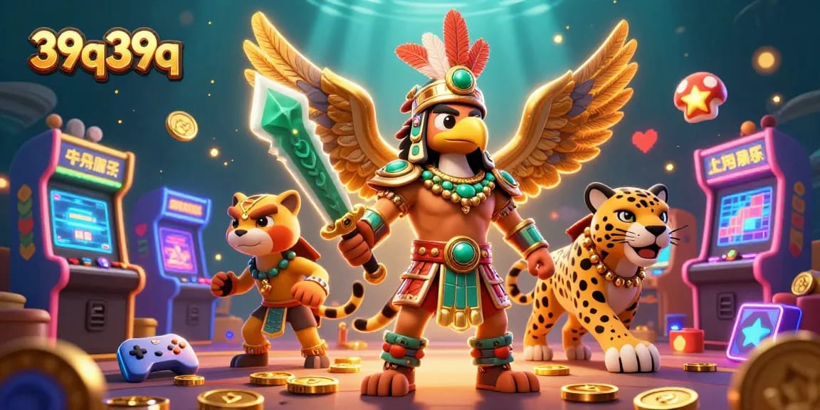 Aposte no 39q39q com guerreiros aztecas em cena vibrante de cassino, repleta de moedas e jogos