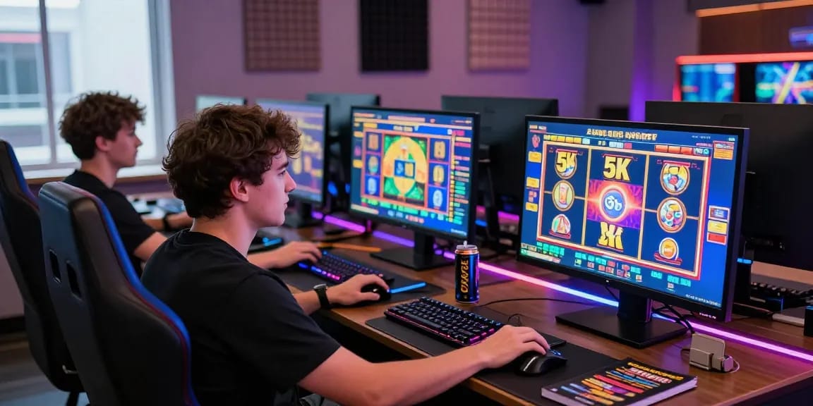 Player enjoying the slot modal 5k gaming experience with vibrant visuals and gaming setup.