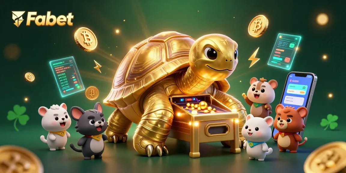 Engage in thrilling gaming action with Fabet, featuring dynamic crypto elements and a vibrant casino atmosphere.