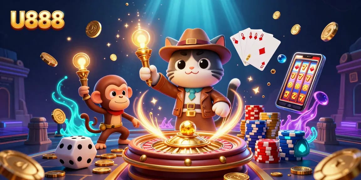 Players explore the U888 casino universe, uncovering treasures amidst dynamic slot game elements.