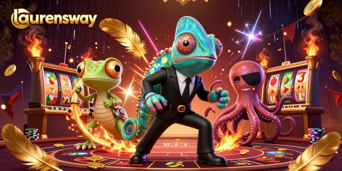Engage with laurensway in a dynamic 3D casino scene filled with action, colors, and excitement.