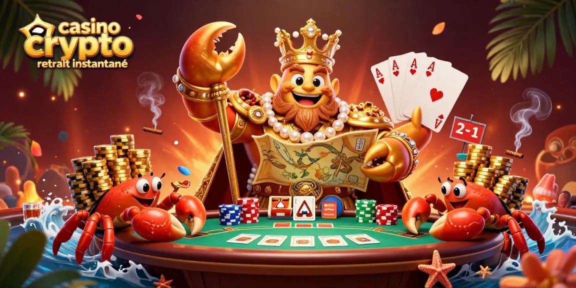 Jouez au casino crypto retrait instantané avec un empereur crabe et des trésors.